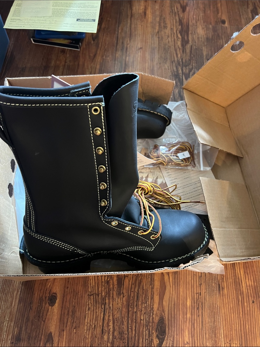 Danner Black Leather Work Boots with Tan Laces